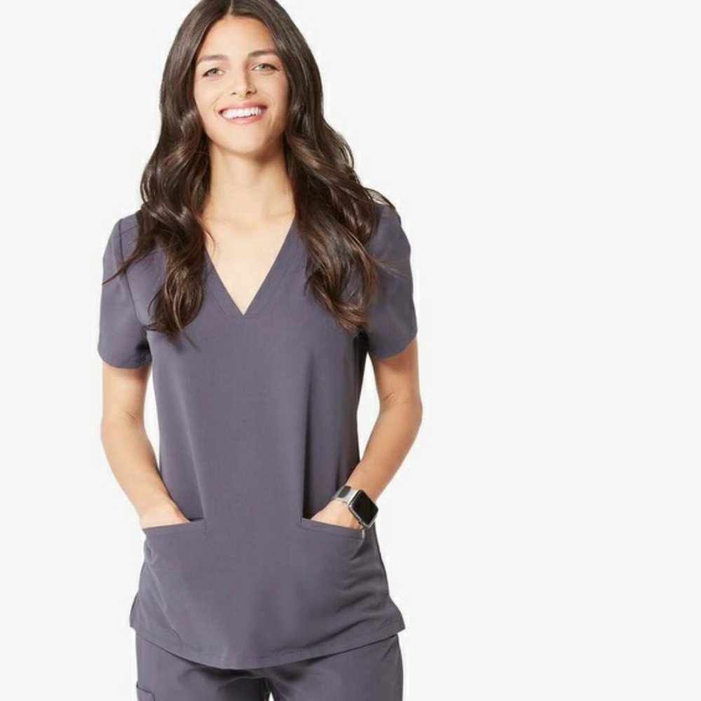 Figs Limited Edition Charcoal Grey Casma Three-Pocket Scrub Top XS